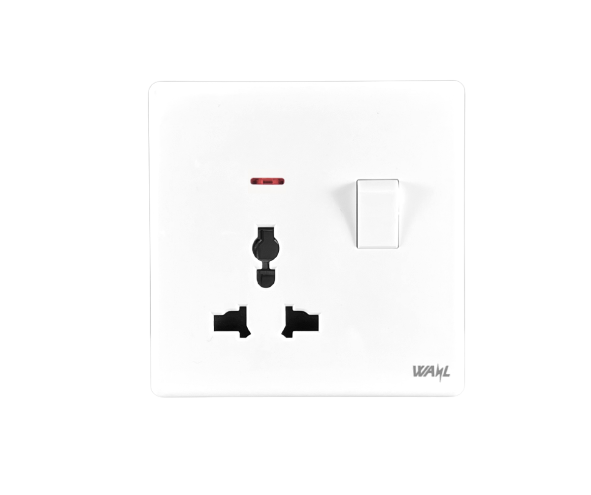 2 SWITCH SOCKET 1G UNIVERSAL + NEON (Arora Series) - Image 1
