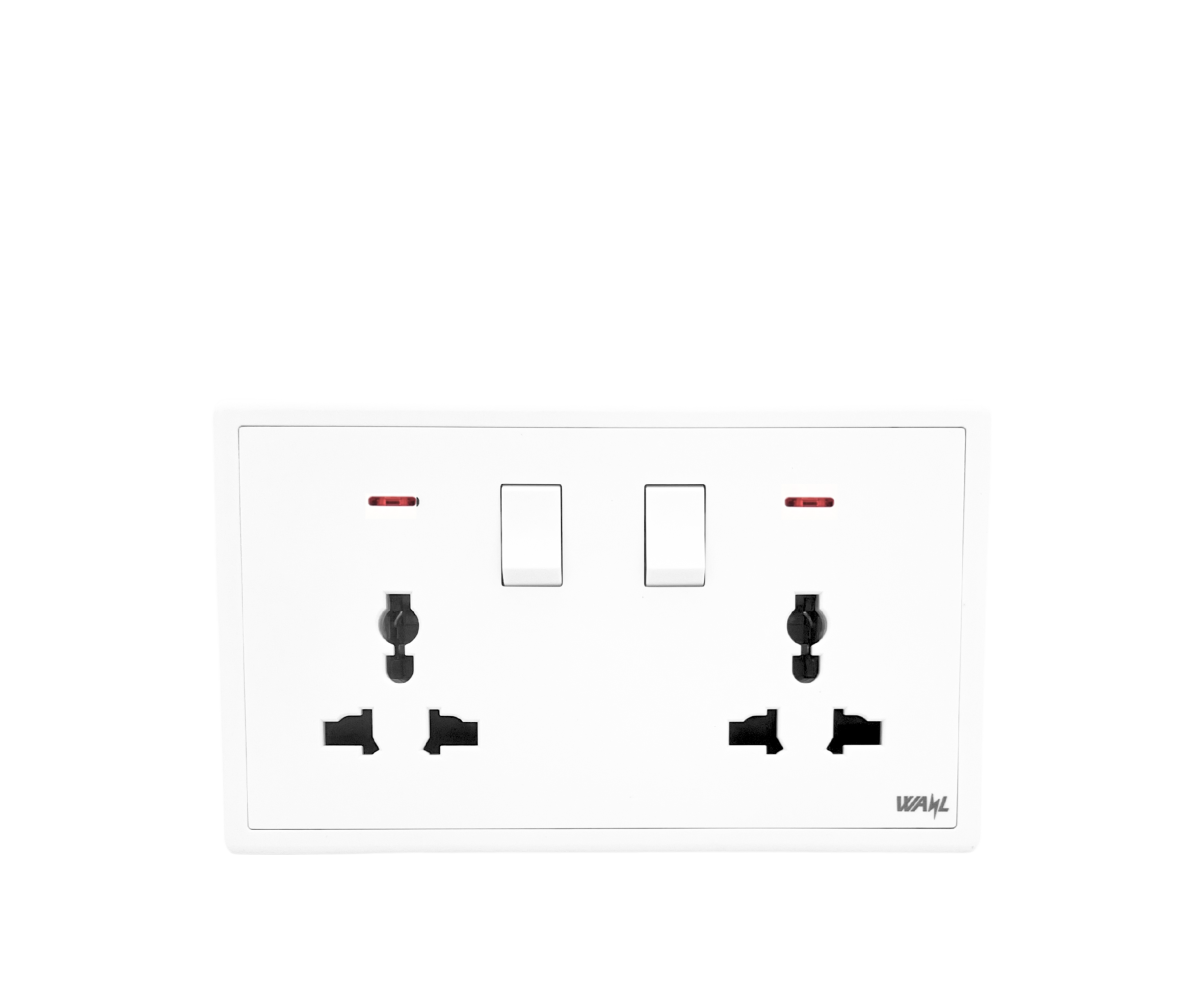SWITCH SOCKET 2G UNIVERSAL + NEON (Aigia Series) - Image 1